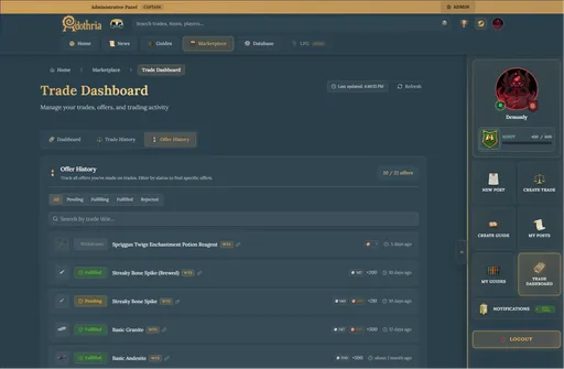 Offer History tab