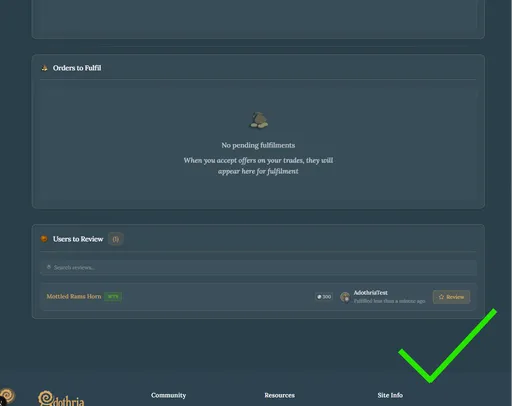 Review section on dashboard