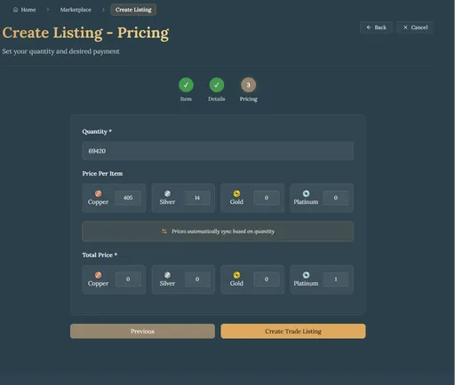 Pricing step